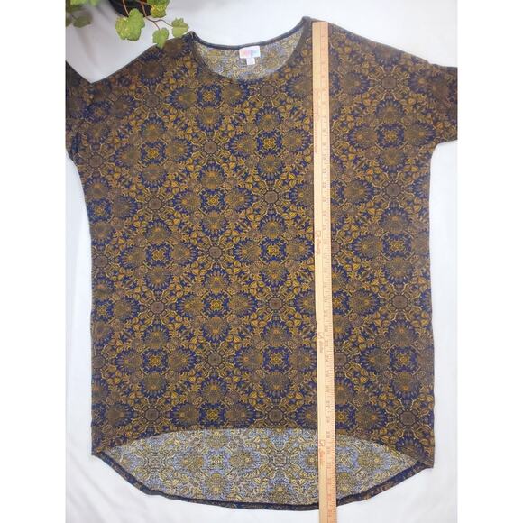 LulaRoe M Irma Top Gold Scroll Shirt Relaxed Hi Low Tunic Geometric Print Womens - Picture 3 of 10